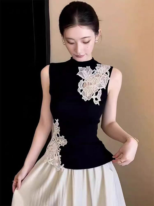 Black Lace Sleeveless Top