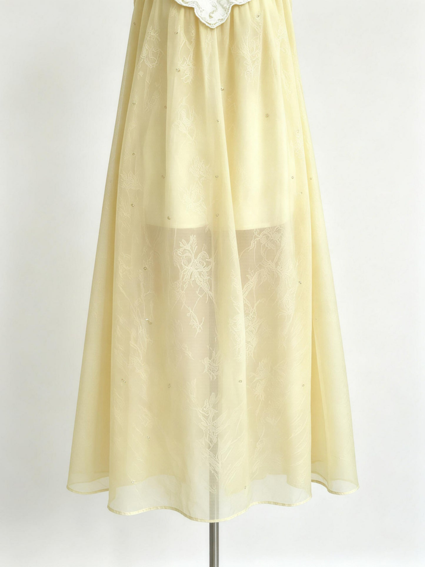 Yellow Embroidered Sheer Maxi Dress