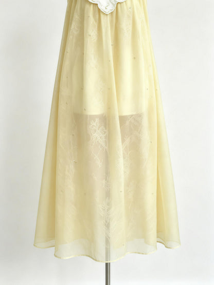 Yellow Embroidered Sheer Maxi Dress