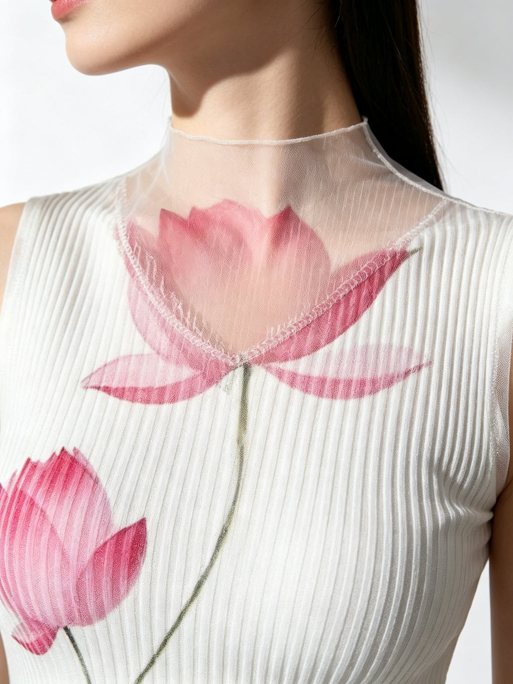 Lotus Print Sleeveless Top