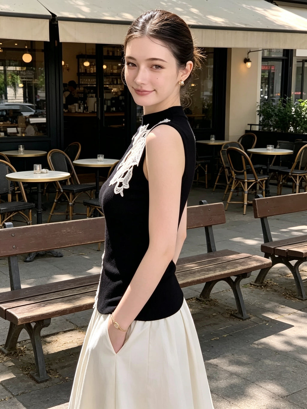 Black Lace Sleeveless Top