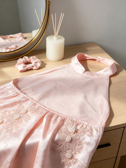 Pink Embroidered Halter Top