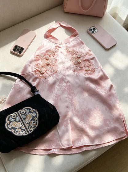 Pink Embroidered Halter Top