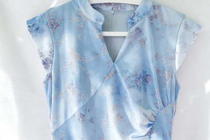 Blue Floral Sheer Maxi Dress