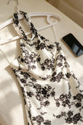 Black Floral Halter Bodycon Maxi Dress